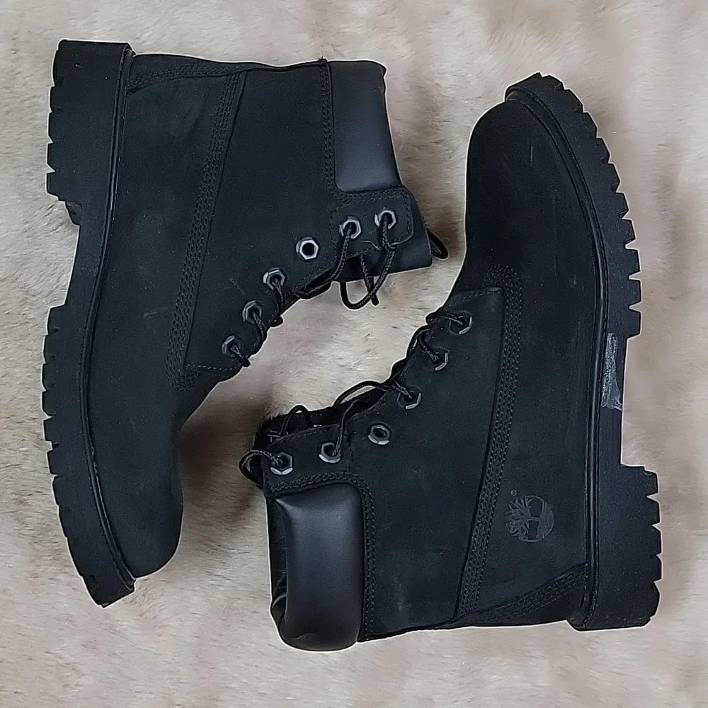 **HOST PICK** TIMBERLAND KIDS' 6” BLACK PREMIUM WATERPROOF CASUAL BOOTS, SIZE 5